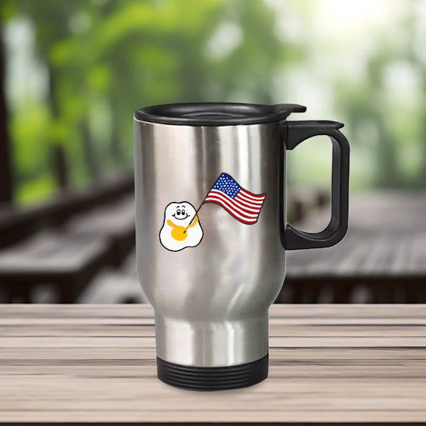 Egg with Flag Stainless Steel Travel Mug with Handle