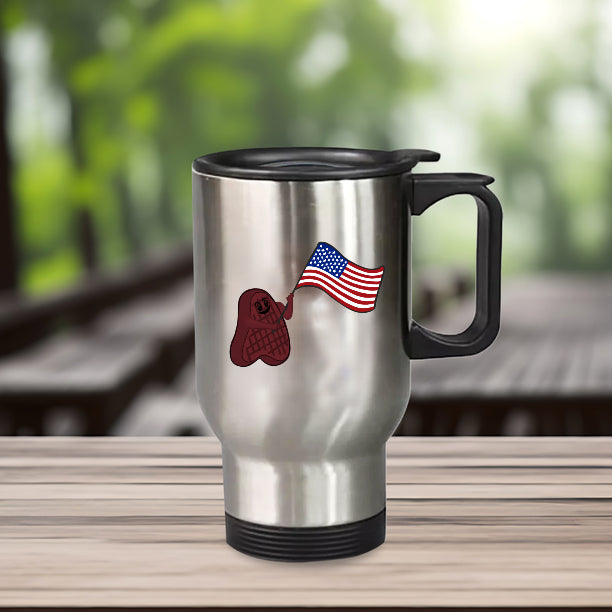 Steak with Flag Stainless Steel Travel Mug with Handle